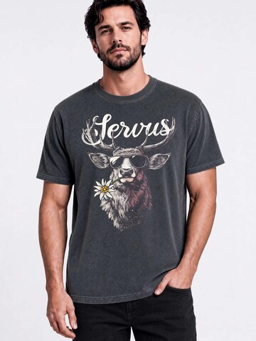 Neverless Shirt 'Servus' in Grey