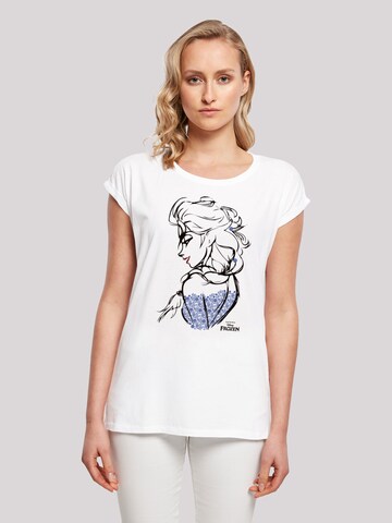 F4NT4STIC Shirt 'Disney Frozen Elsa Sketch Mono' in White: front