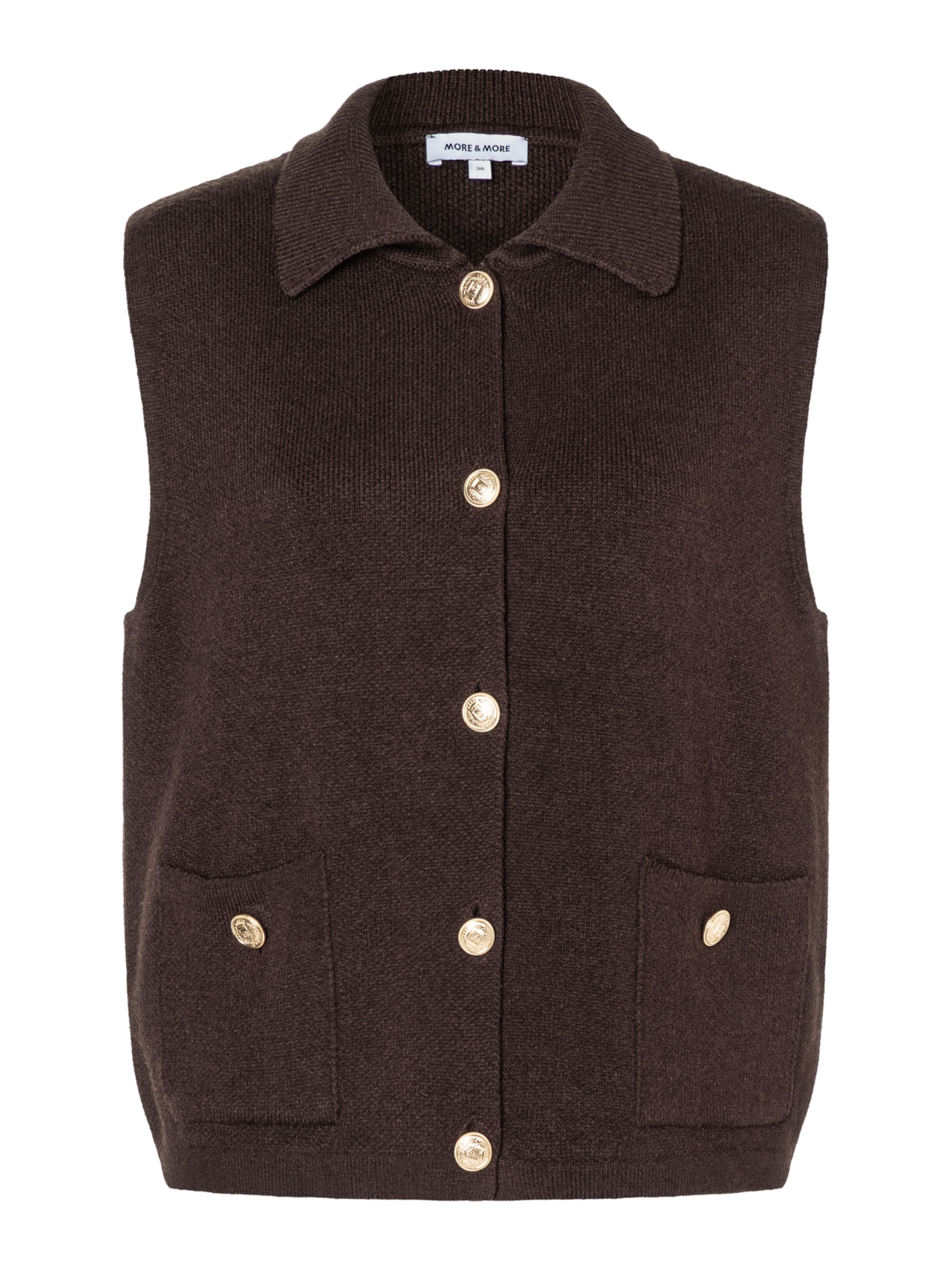 MORE & MORE Strickweste in Braun: Vorderseite