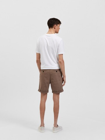 SELECTED HOMME - Regular Calças chino 'Luton' em castanho