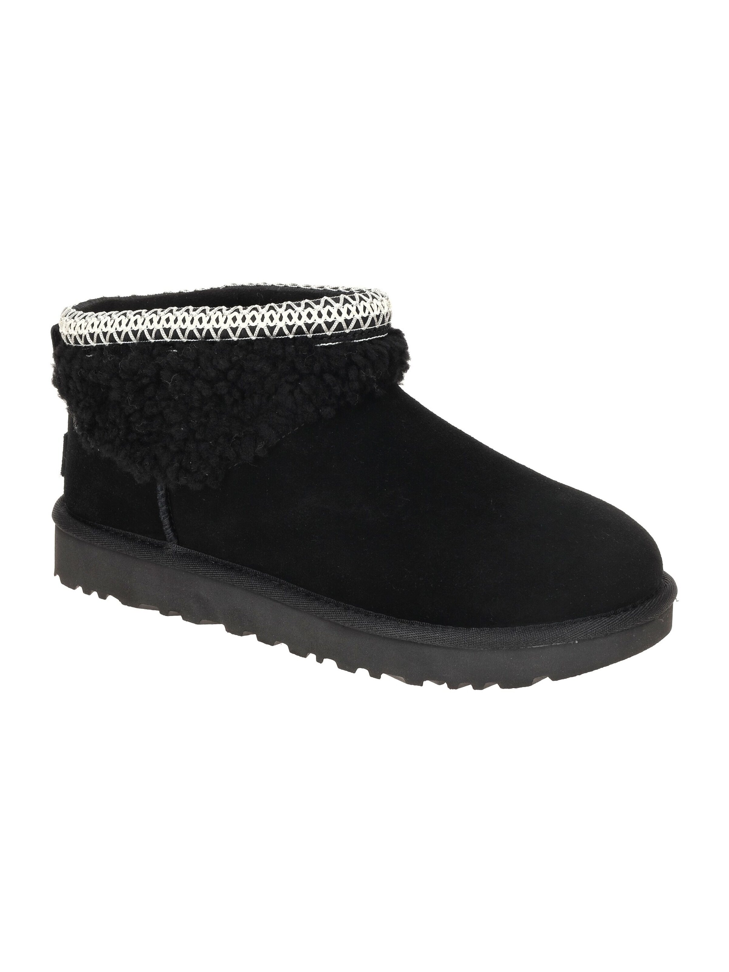 UGG Boots 'UGG Classic Ultra Mini Maxi Curly Stiefelette schwarz'‌‌‌ in Schwarz: Vorderseite