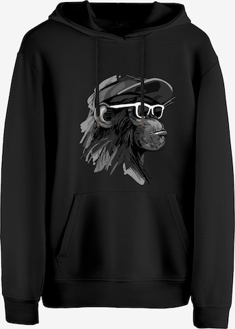 Cotton Prime Sweatshirt 'Cool Monkey Mit Brille' in Zwart: voorkant