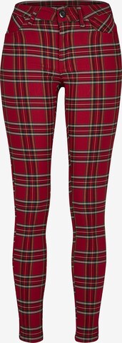 Urban Classics Skinny Trousers in Red: front