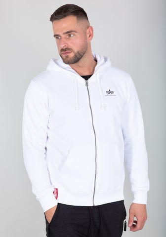 ALPHA INDUSTRIES Zip-Up Hoodie in White