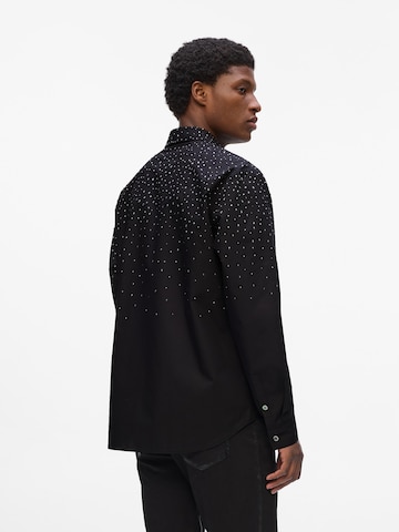 Karl Lagerfeld Regular fit Overhemd 'RHINESTONE DEGRADÉ' in Zwart