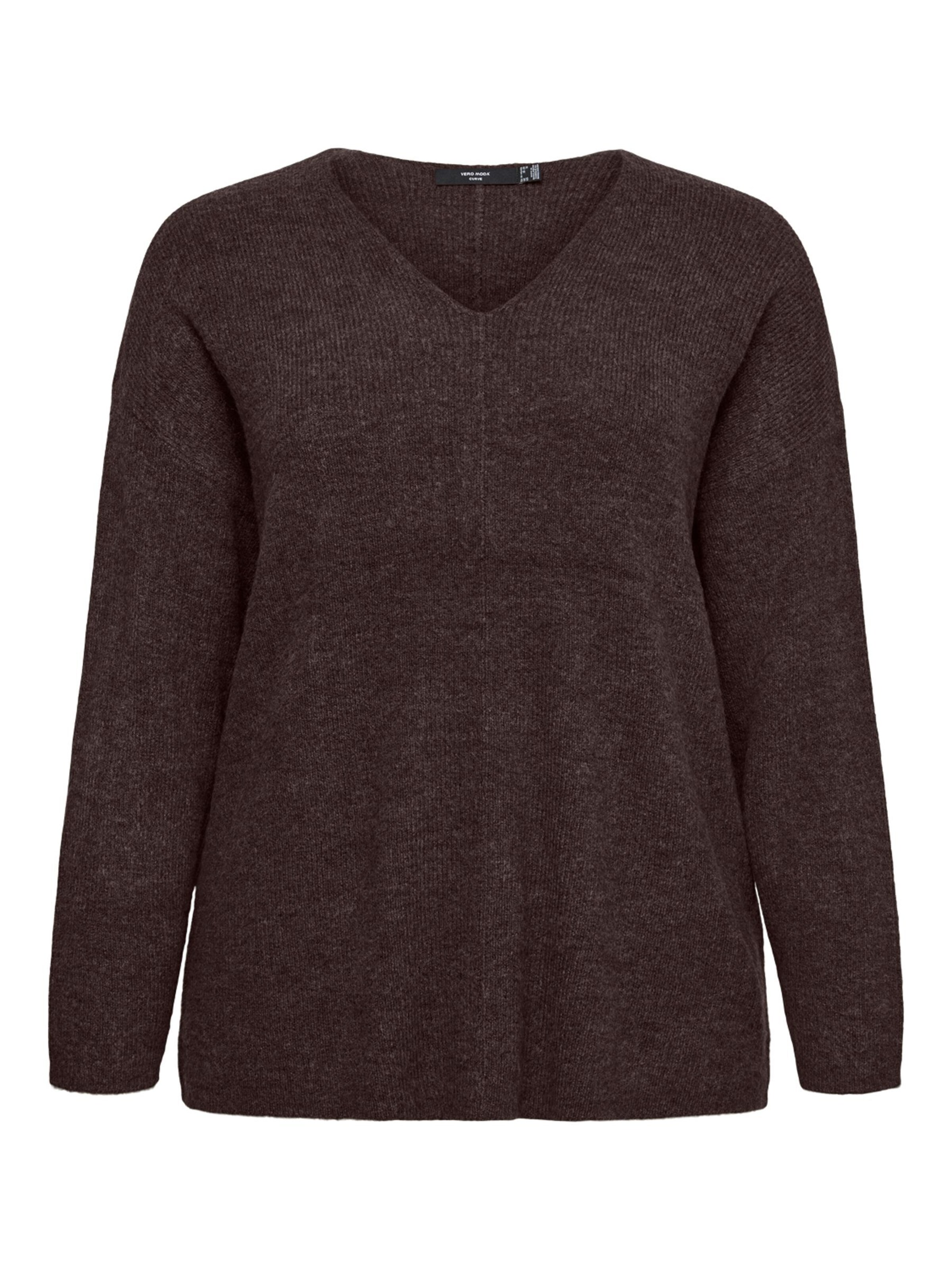 Vero Moda Curve Pullover 'VMCLefile' in Braun: Vorderseite