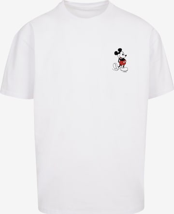 F4NT4STIC Shirt 'Disney Mickey Mouse Kickin Retro Pocket' in Wit: voorkant