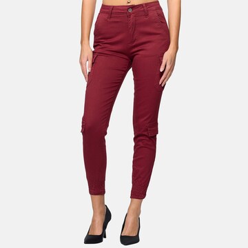 Slimfit Pantaloni cargo di Elara in rosso: frontale