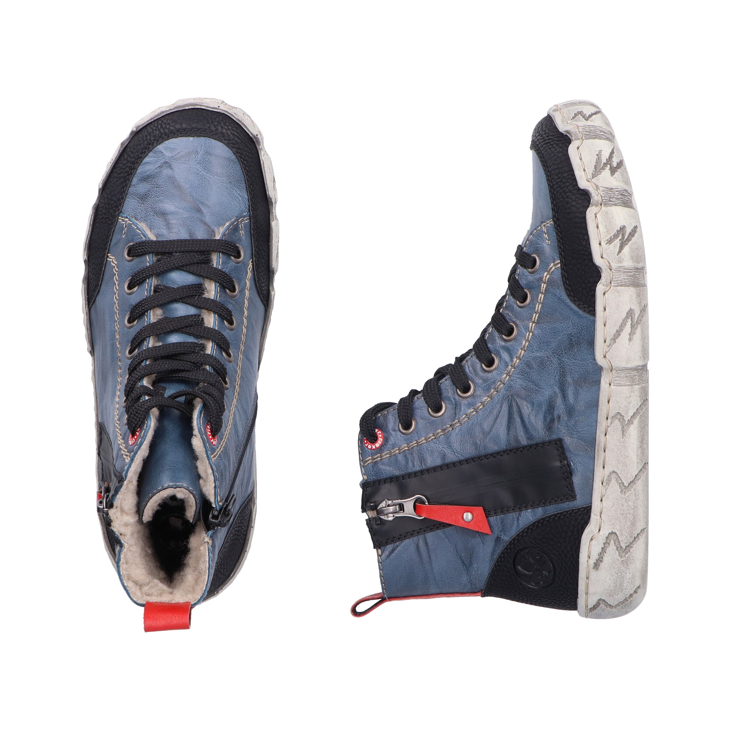 Rieker Lace-Up Ankle Boots in Blue