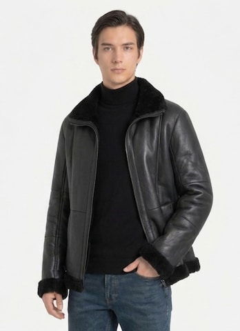 Valcuer 1887 Lederjacke 'Peter VC' in Schwarz: Vorderseite