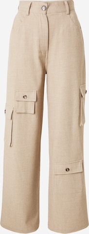 Nasty Gal Wide leg Cargo trousers in Beige: front