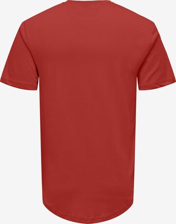 Only & Sons جينز مضبوط قميص 'MATT' بلون أحمر