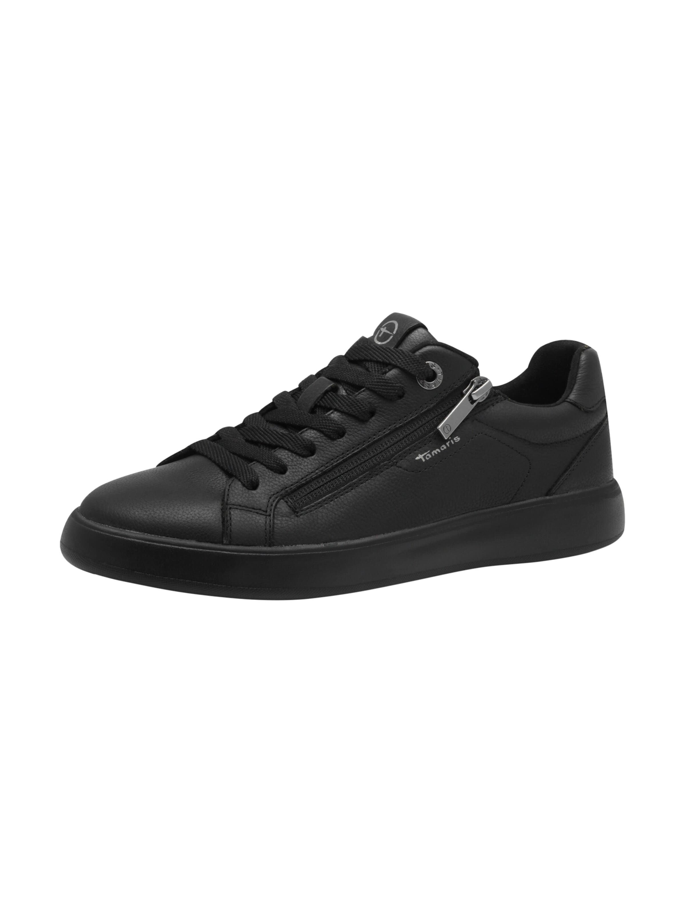 Chaussure de sport à lacets 'Leder-Sneaker' Tamaris en noir