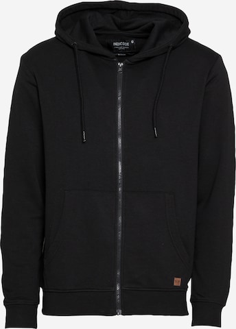 INDICODE JEANS Zip-Up Hoodie 'Walton' in Black: front