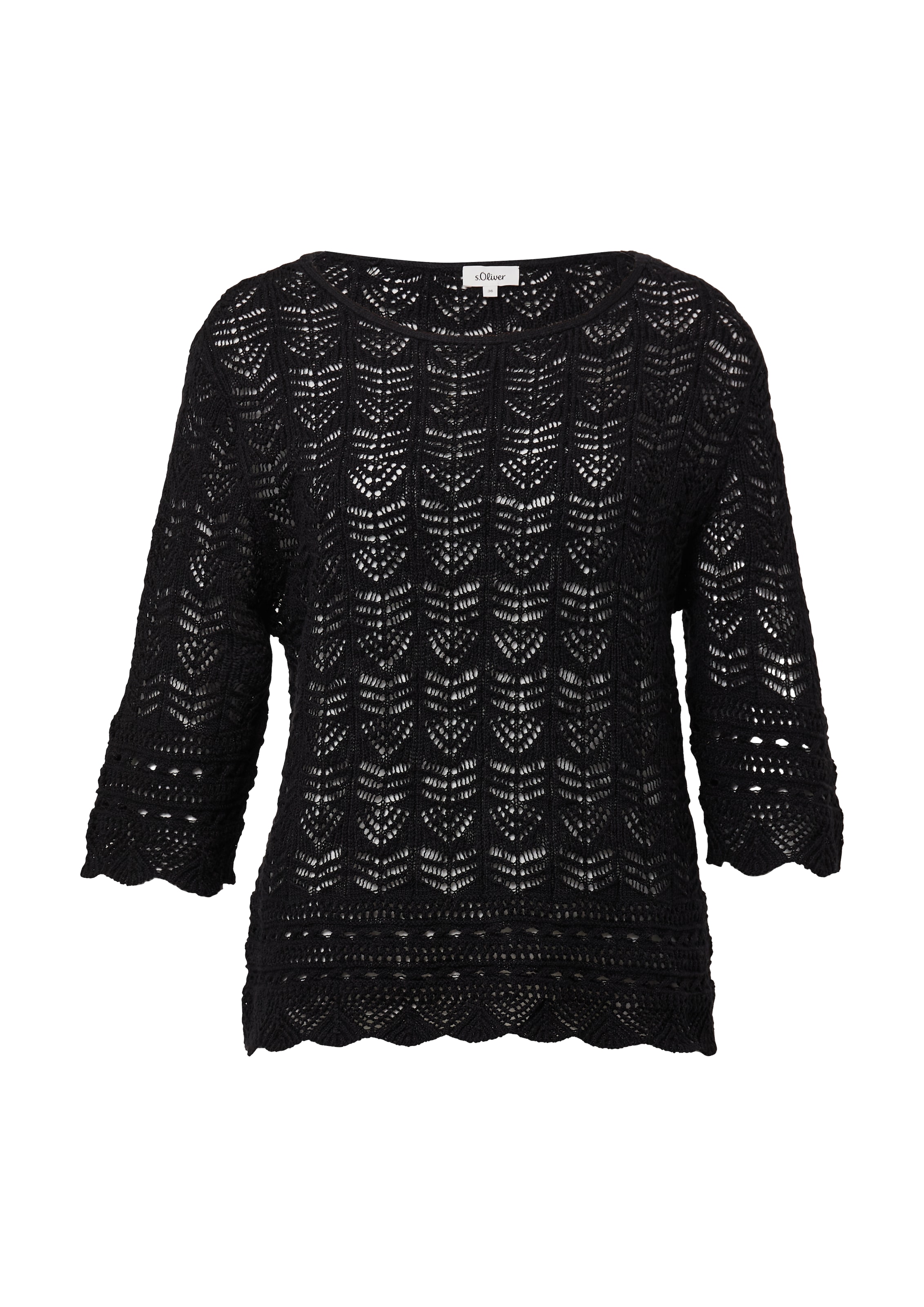 s.Oliver Trui 'Ajour' in Zwart: voorkant