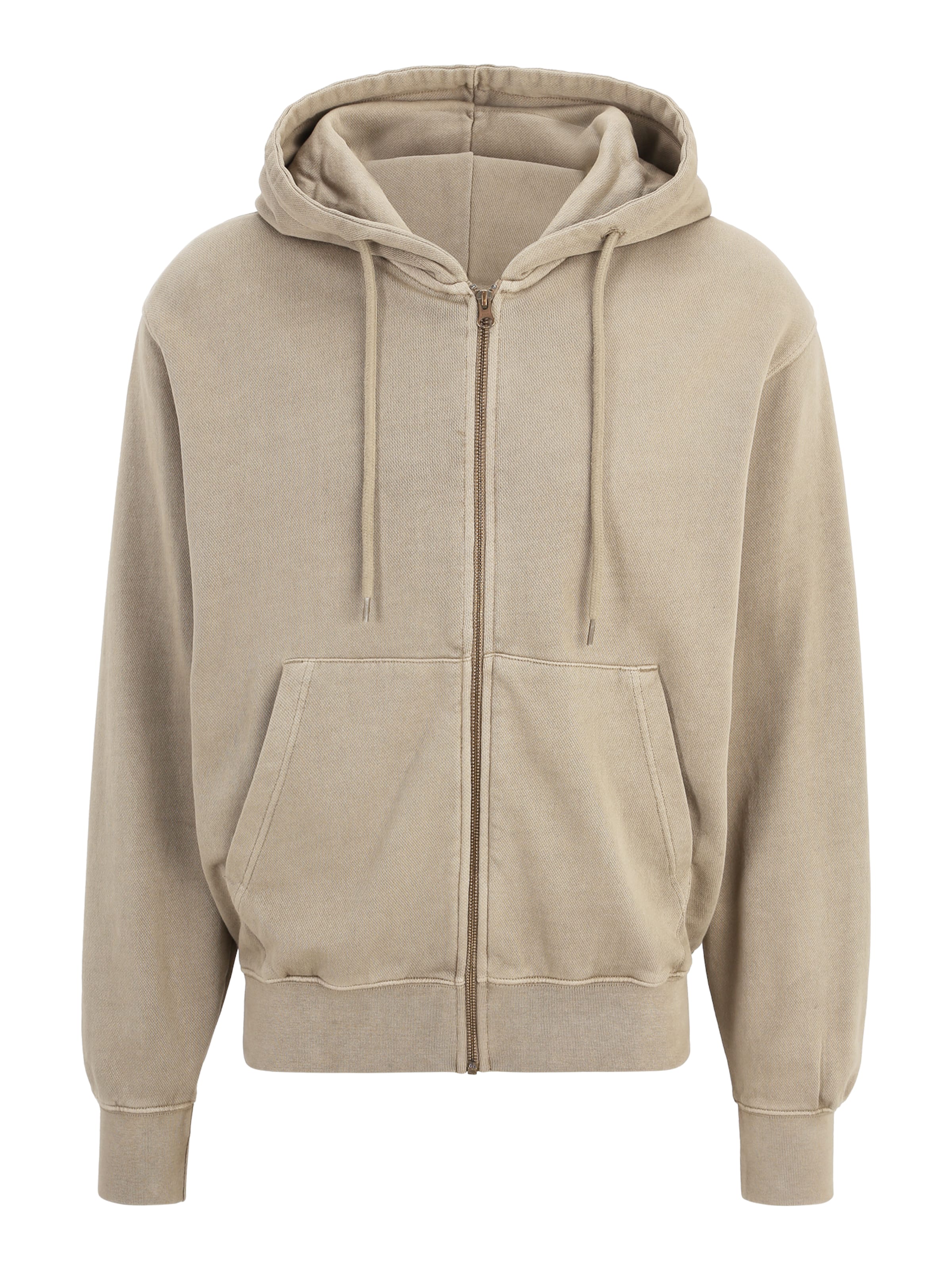 JACK & JONES Zip-Up Hoodie 'Charge' in Beige: front