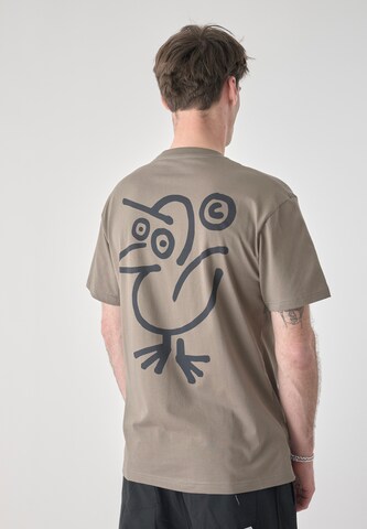Cleptomanicx Shirt 'Sketch Gull' in Bruin