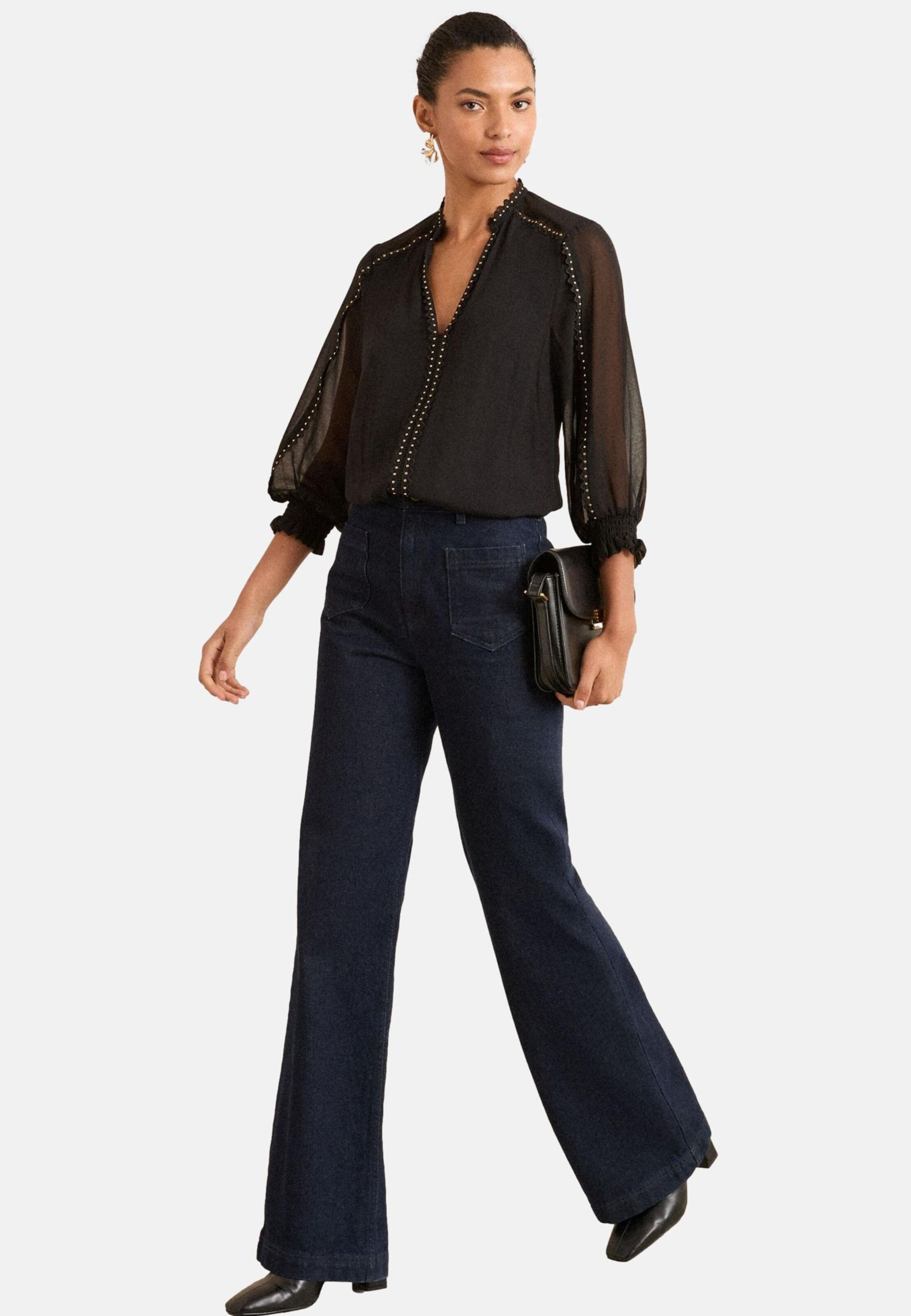 Camicia da donna di love & roses in nero: frontale