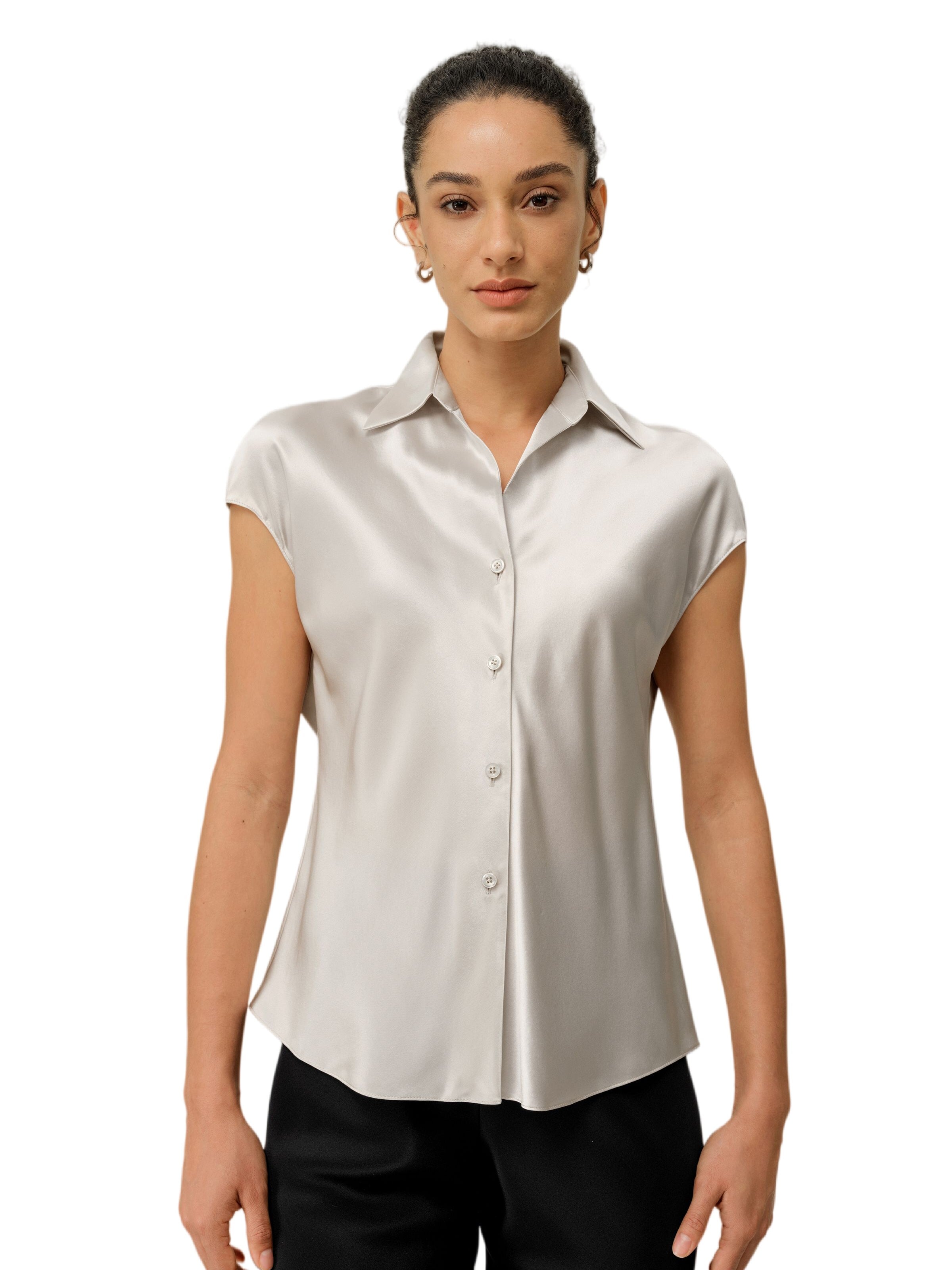 Lilysilk - Blusa en gris: frente