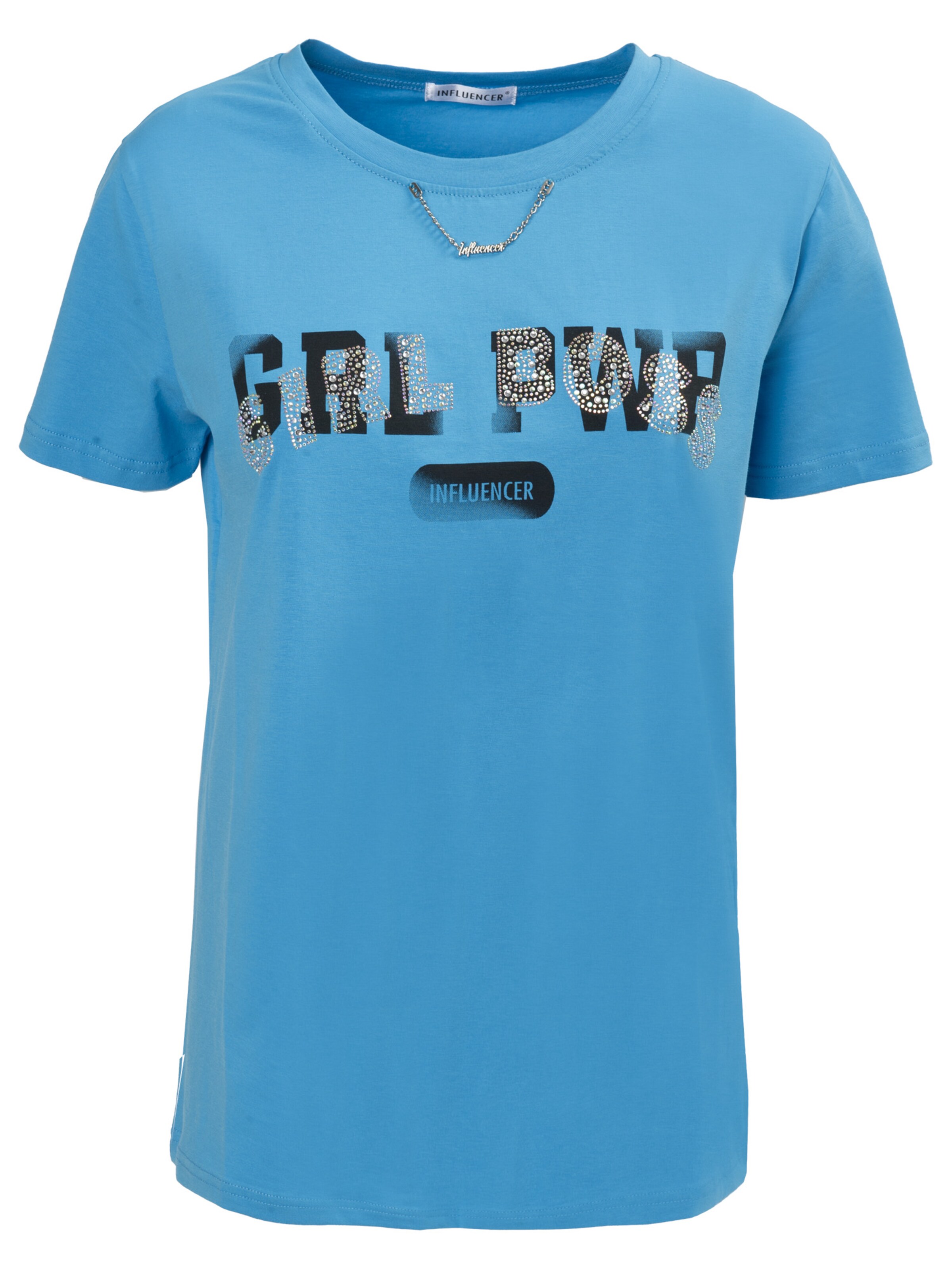 Maglietta 'Girl Power ' di Influencer in blu: frontale