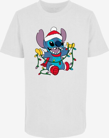 ABSOLUTE CULT Shirt 'Lilo And Stitch - Christmas Lights' in Wit: voorkant
