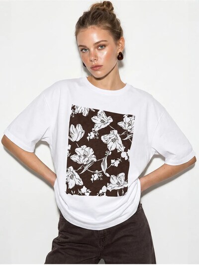 Bianco Lucci T-shirt 'T-Shirts' en S-L en marron / blanc, Vue avec produit