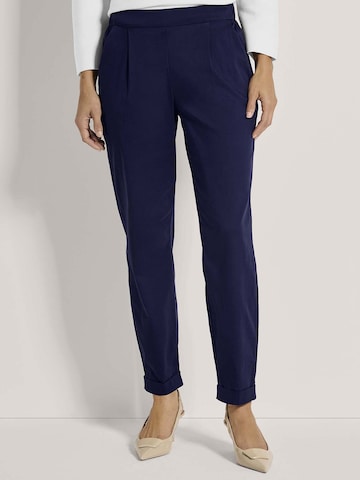 MADELEINE Tapered Pleat-Front Pants in Blue: front