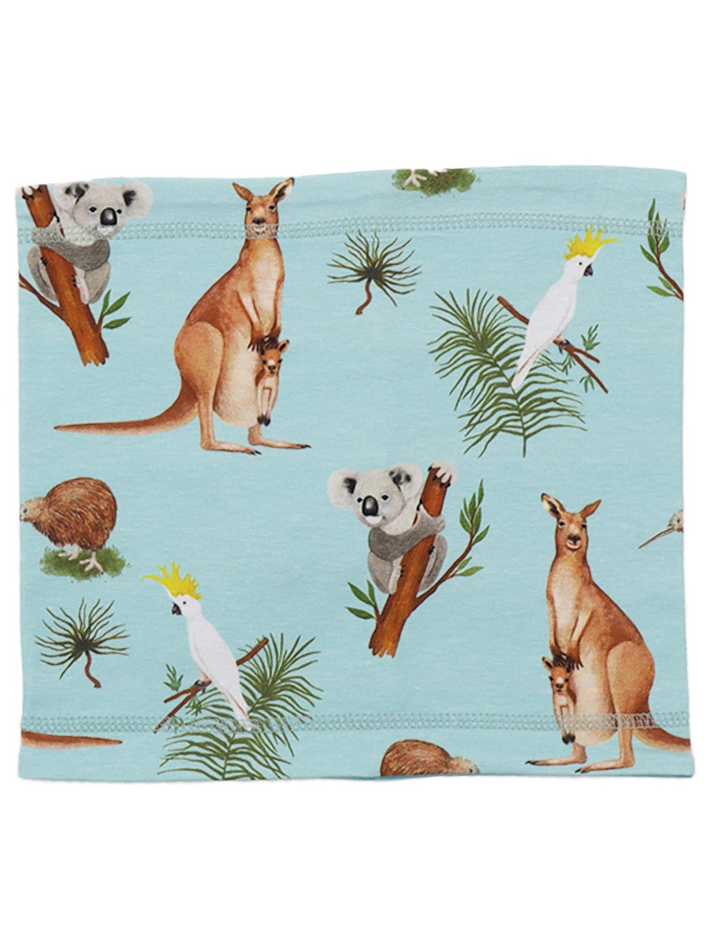 Walkiddy Scarf 'Australian Animals' in Blue: front