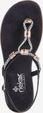 Rieker T-Bar Sandals in Black