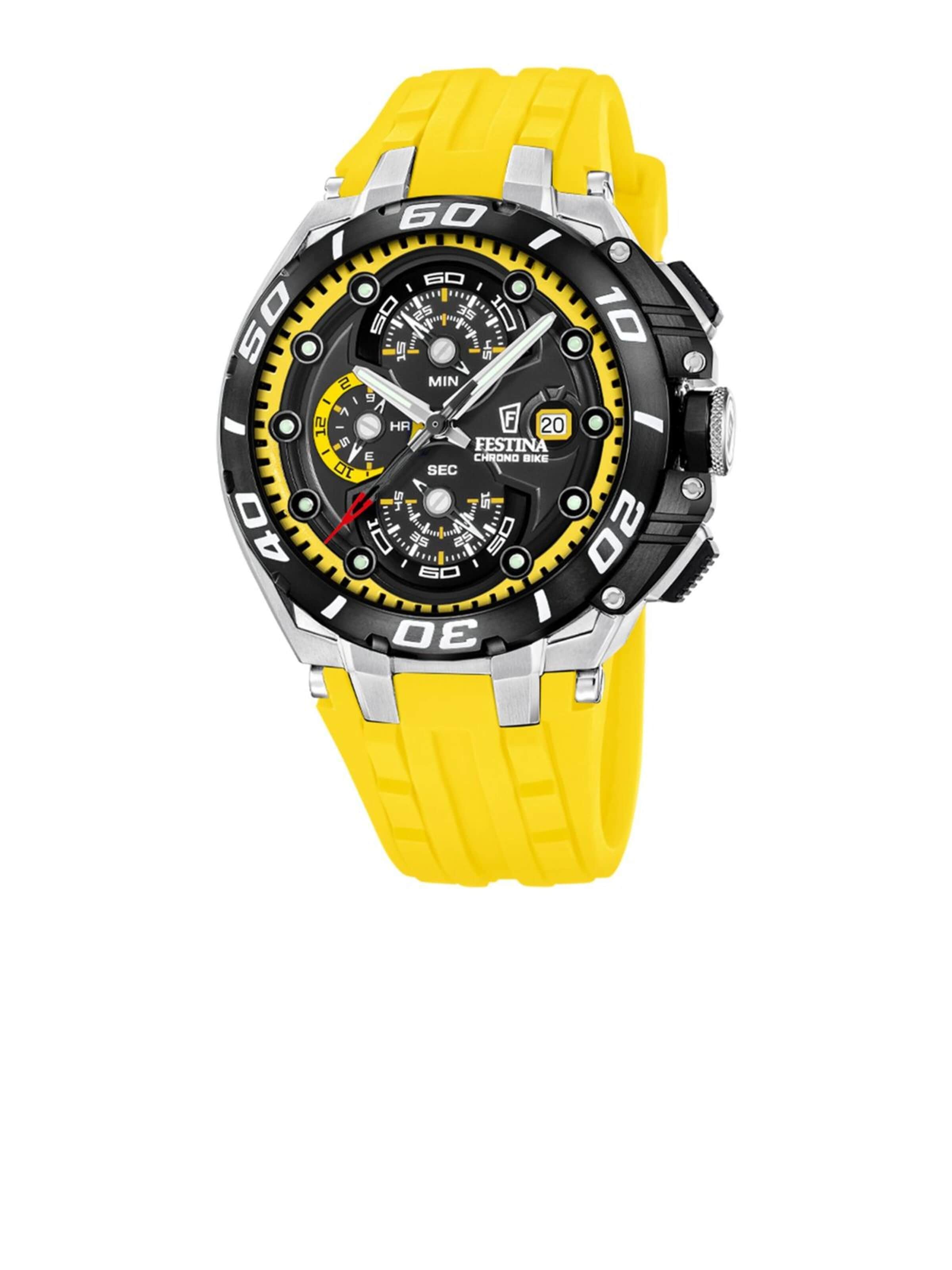 Montre à affichage analogique 'Chronograph Chrono Bike' FESTINA en jaune : devant