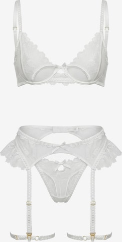 L.BEV Balconette Underwear sets 'L'amore Bianco Set' in White: front