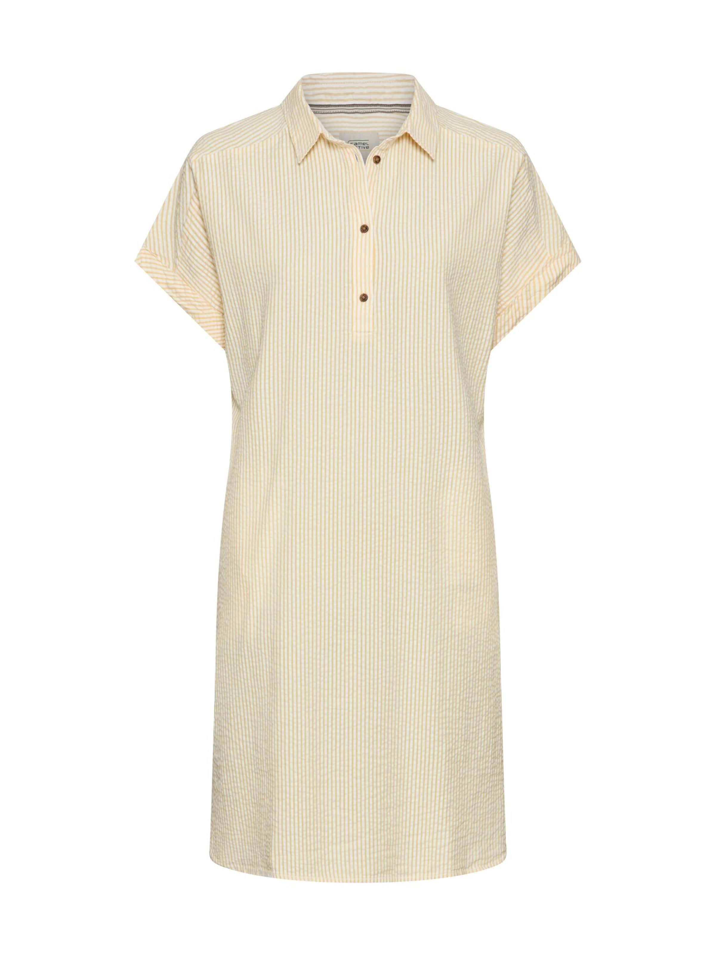 CAMEL ACTIVE Hemdblusenkleid mit Knopfleiste in Gelb: Vorderseite