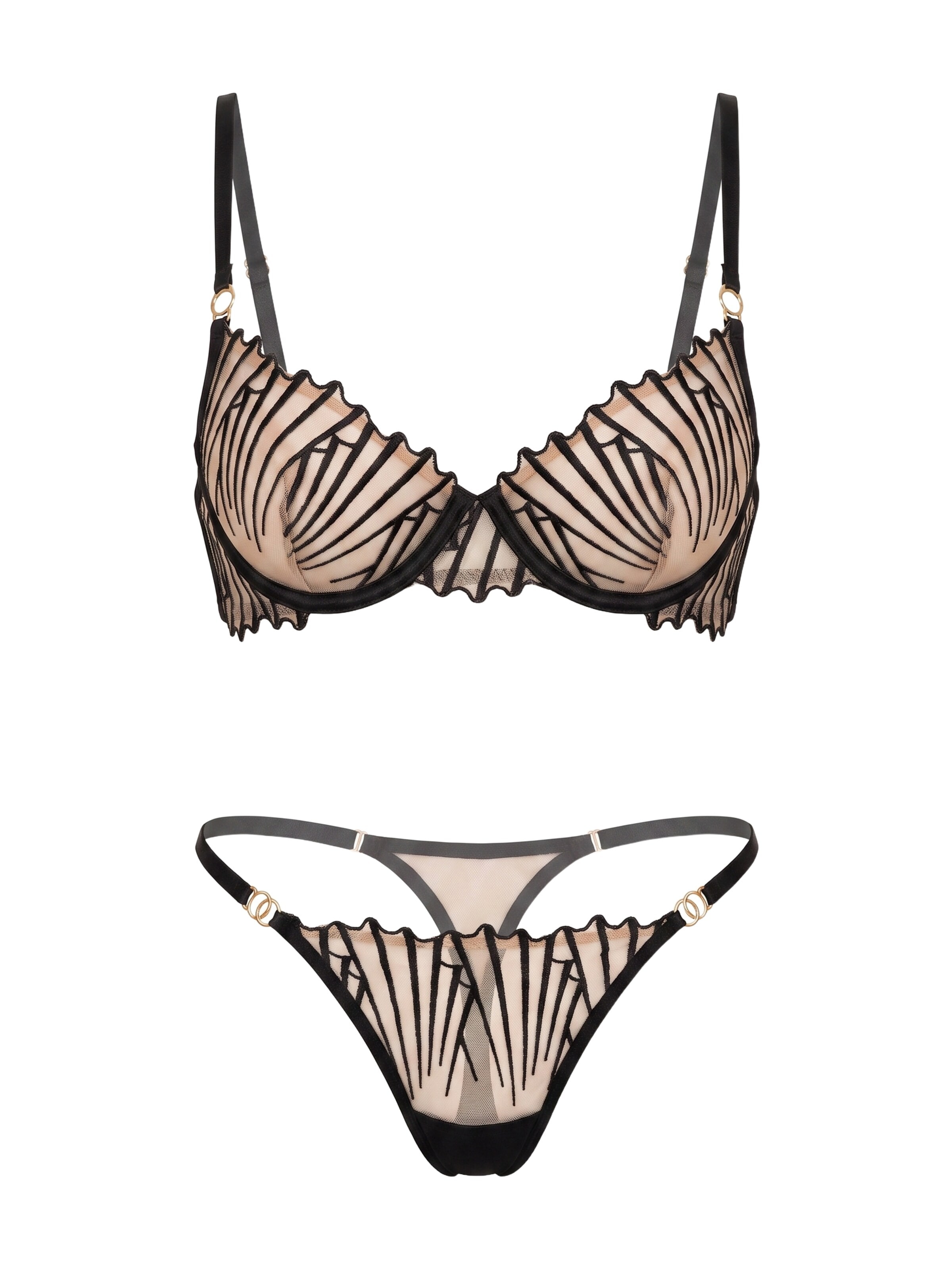 L.BEV Balconette Underwear sets 'Zebra' in Grey: front