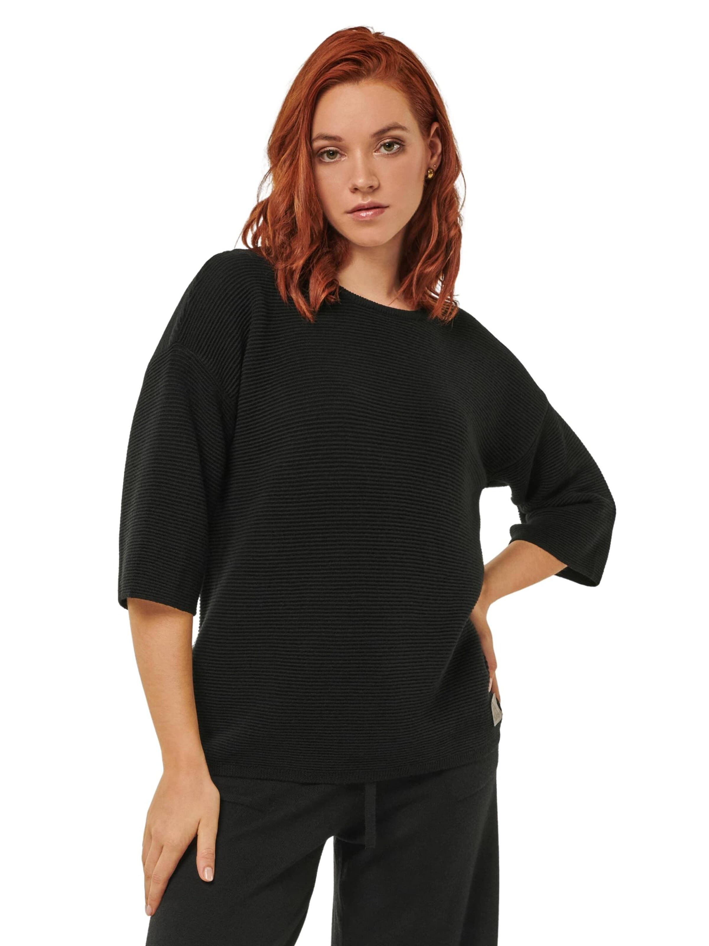 Pullover 'PULLOVER FAY - Halbarm Pullover in Strukturstrick' di YOU LOOK PERFECT in nero: frontale