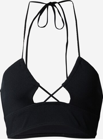 TOPSHOP T-shirt Bikini Top in Black: front