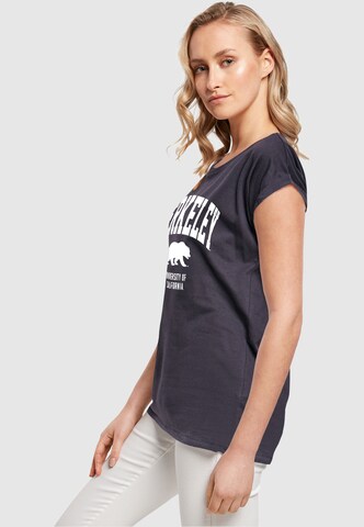 Merchcode T-Shirt 'Ladies Berkeley University - Bear' in Blau