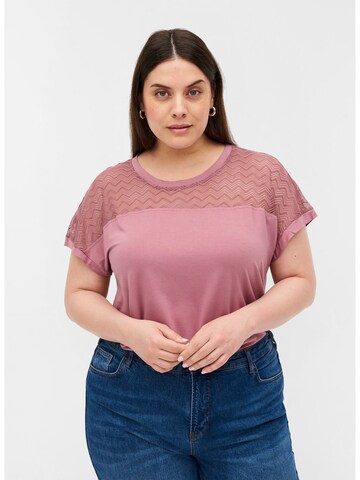 Zizzi Shirt 'Eraina' in Roze: voorkant