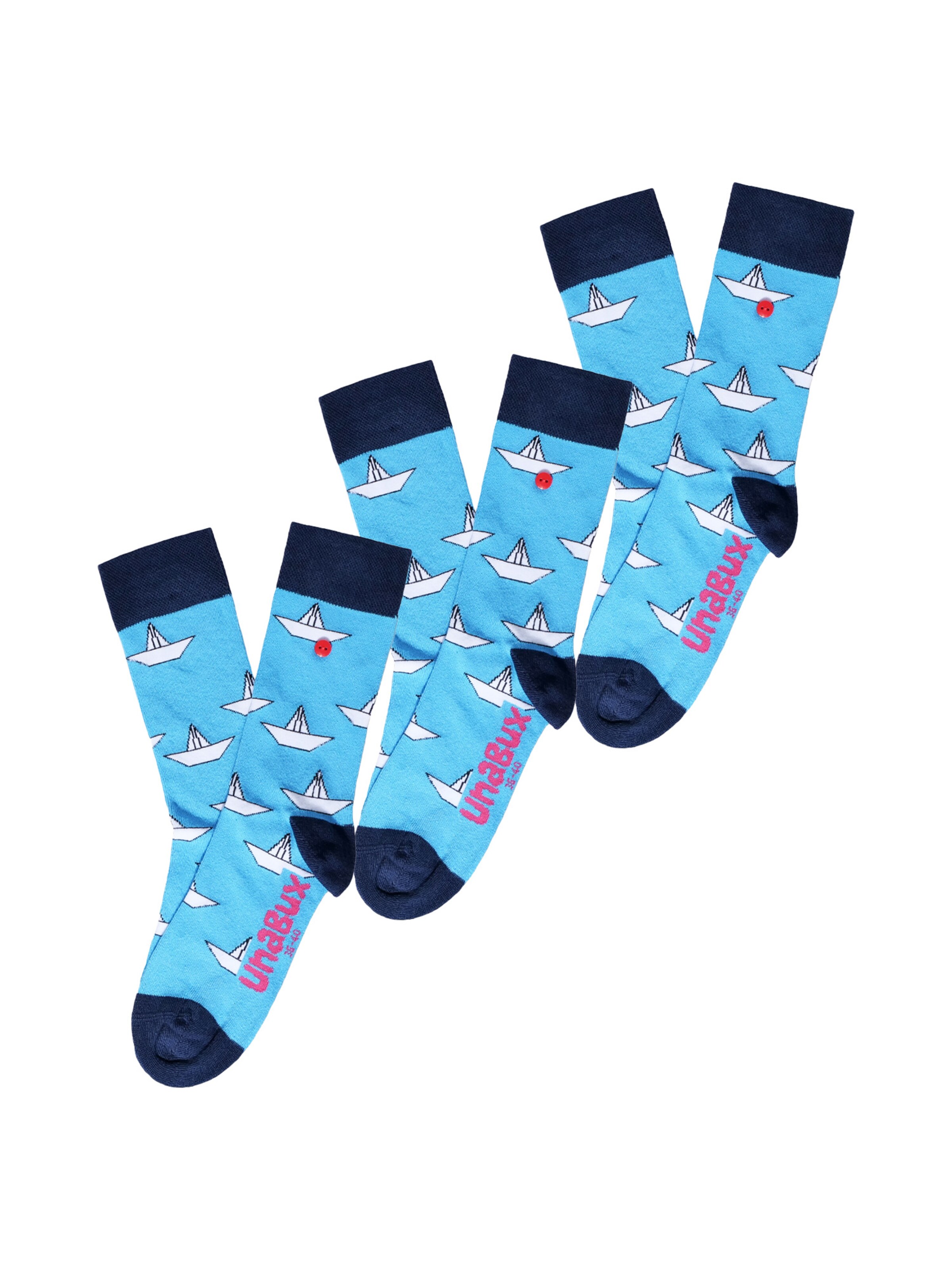 UNABUX Freizeitsocken ' GRUMBLE IN THE JUNGLE ' in Blau: Vorderseite