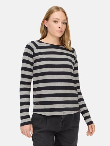 CAMEL ACTIVE Gestreiftes Langarmshirt mit Raglanärmeln in Grau: Vorderseite