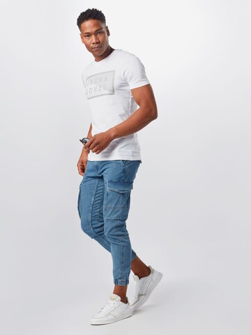 JACK & JONES - Tapered Calças de ganga cargo 'Paul' em azul