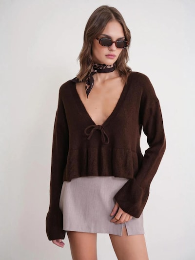 MixRay Pull-over 'Pullover' en S-L en brun foncé, Vue avec produit
