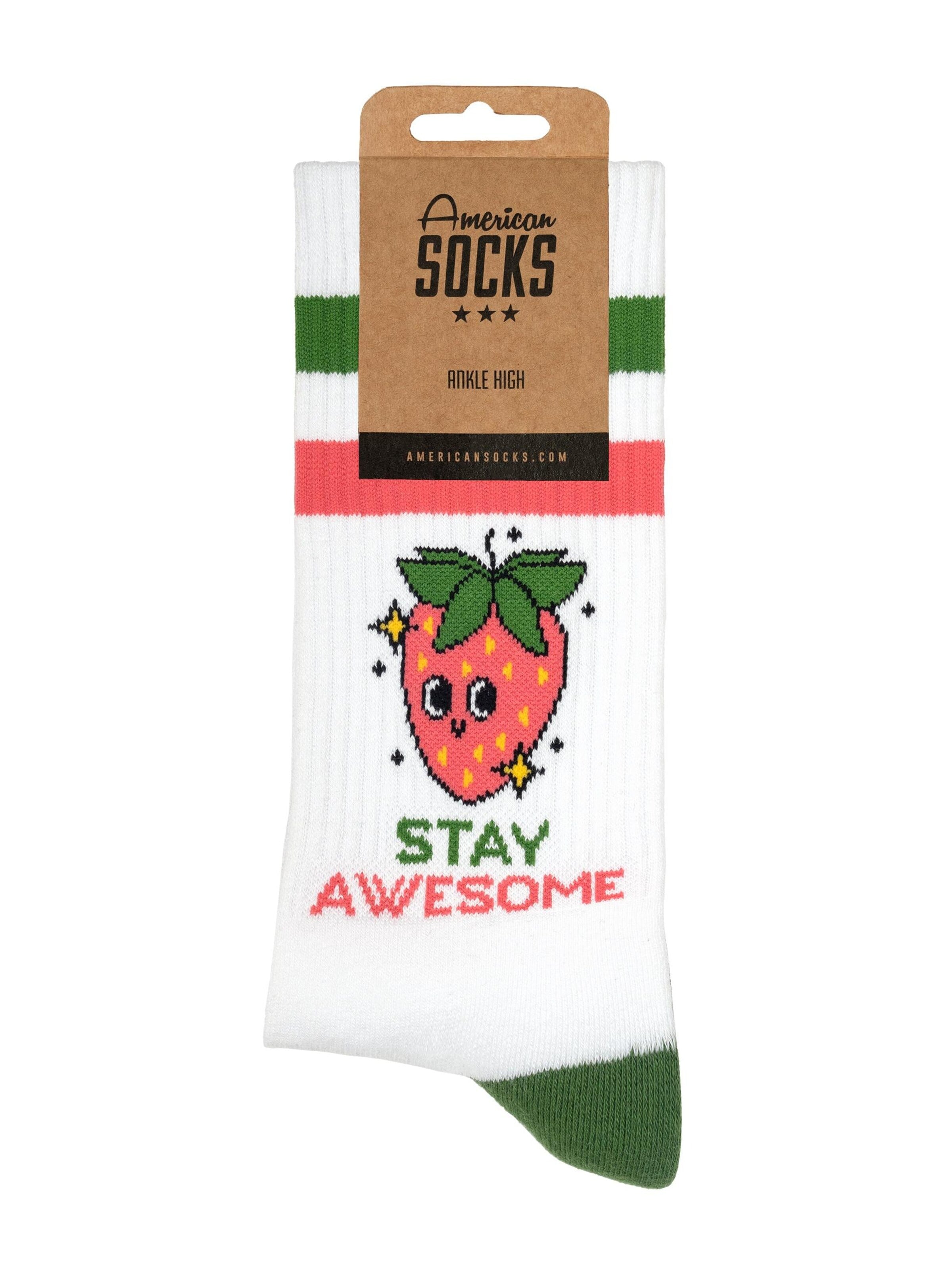 American Socks Socks 'Stay Awesome' in White: front