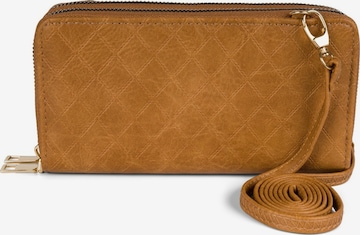 styleBREAKER Crossbody bag '2 in 1 Umhängetasche - Geldbörse Rauten' in Brown: front