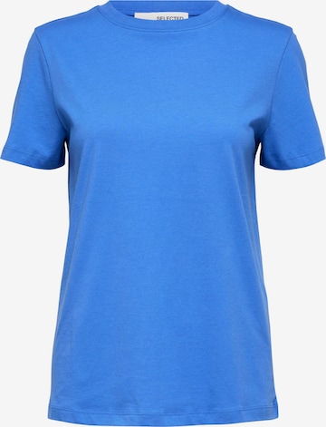 T-shirt 'MY ESSENTIAL' SELECTED FEMME en bleu : devant