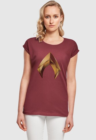 ABSOLUTE CULT T-Shirt 'Aquaman - Emblem' in Rot: predná strana