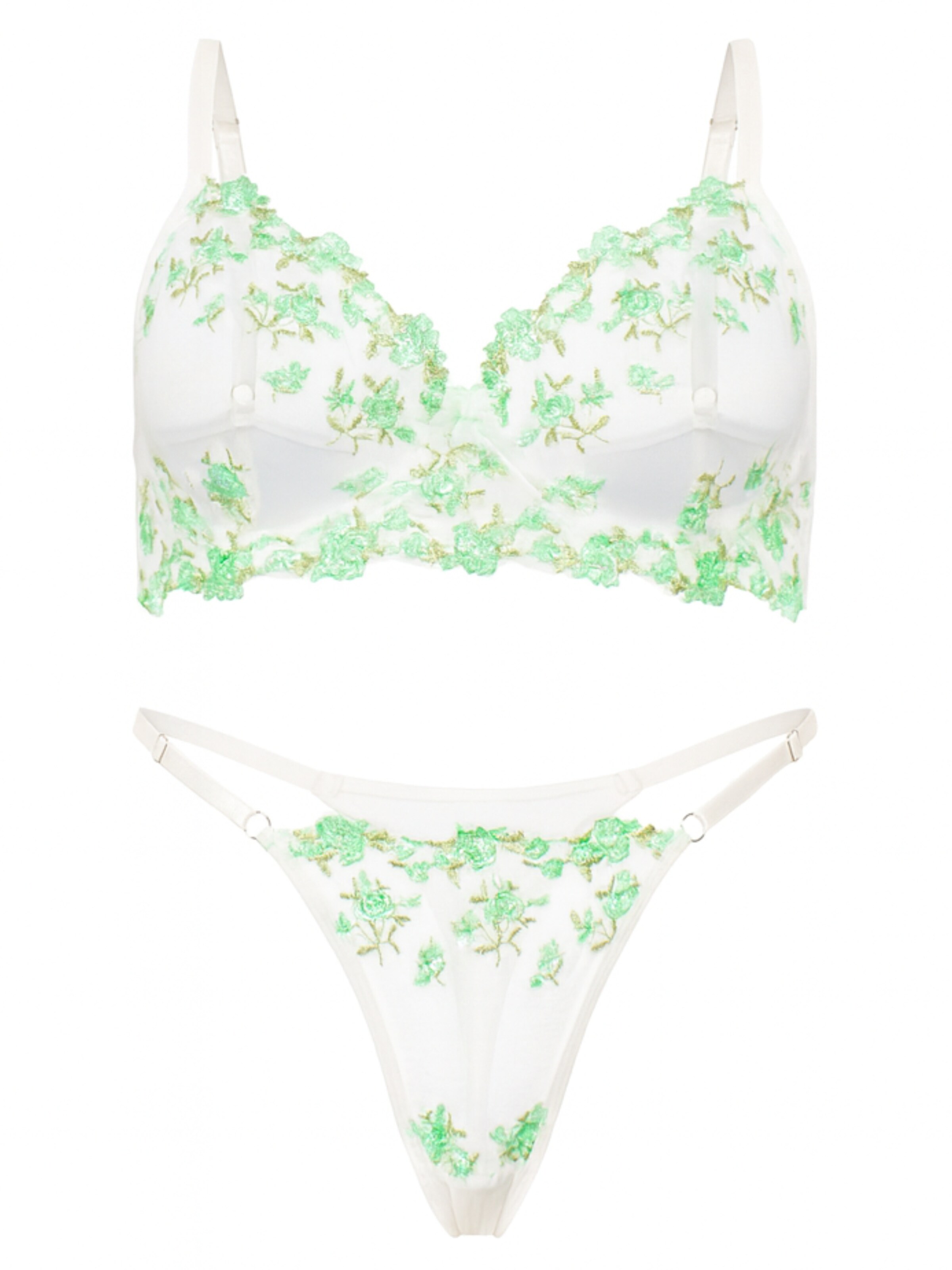 Orchibelle Bralette Underwear Sets in Green: front