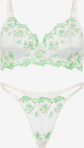 Orchibelle Bralette Underwear Sets in Green: front