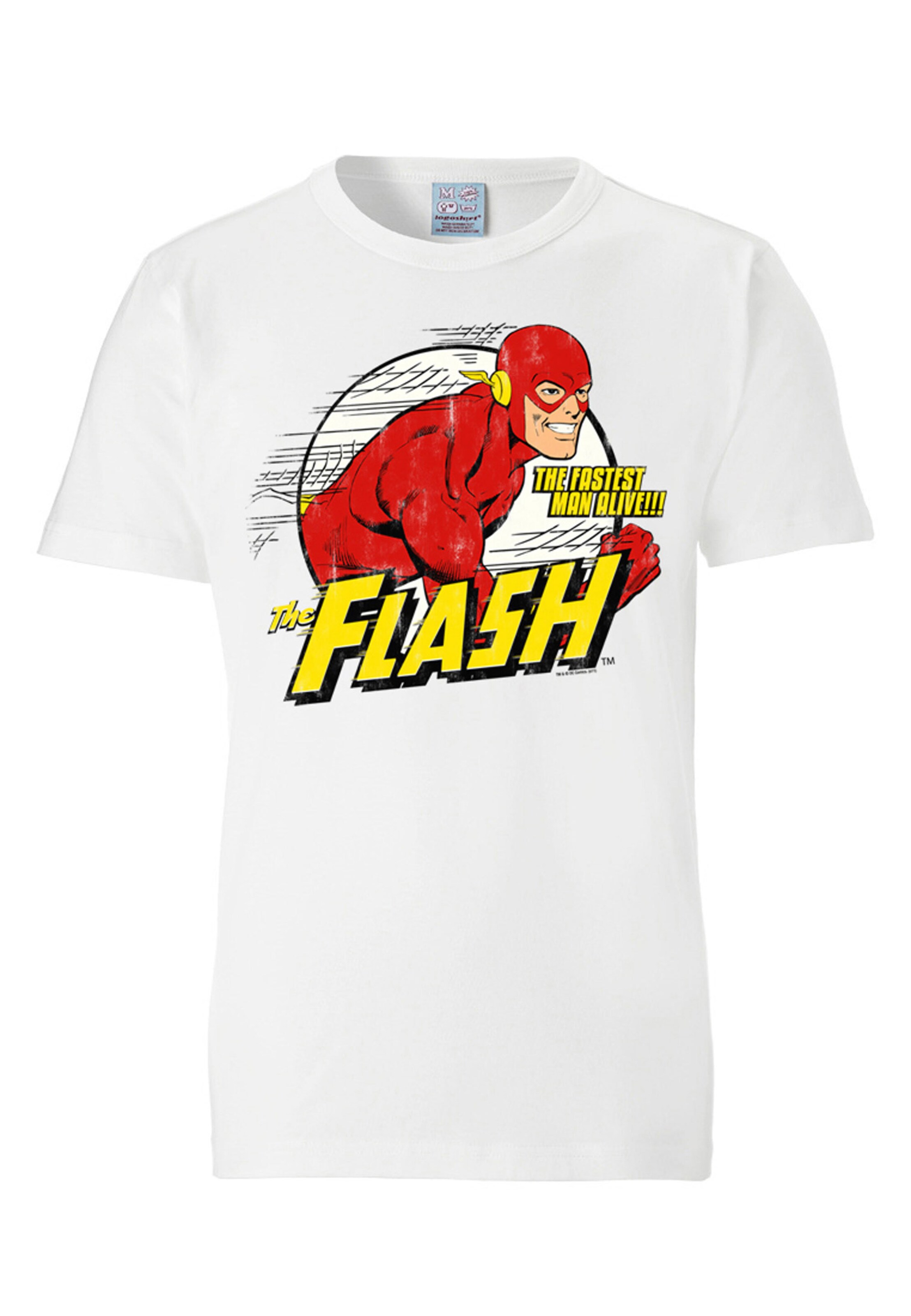 LOGOSHIRT T-Shirt 'DC Comics - Flash, Fastest Man Alive' in Weiß: Vorderseite