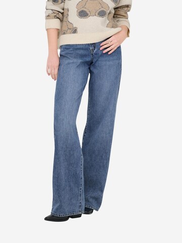 Wide leg Jeans 'Onlhope Mw Wideuneven Closure Dnm Pim 15366323' di ONLY in blu: frontale