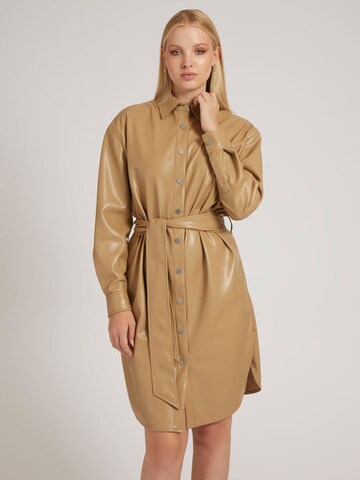 GUESS Shirt Dress in Brown: front